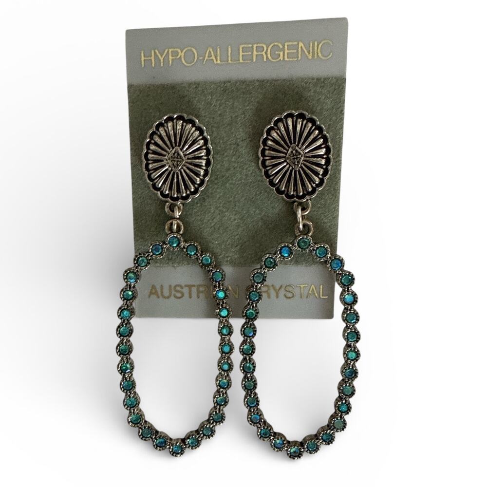 Australian Crystal Blue Boho Drop Earrings New